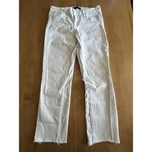 Kut From the Kloth White Straight Ankle Raw Hem Denim Jeans Size 6 Women's